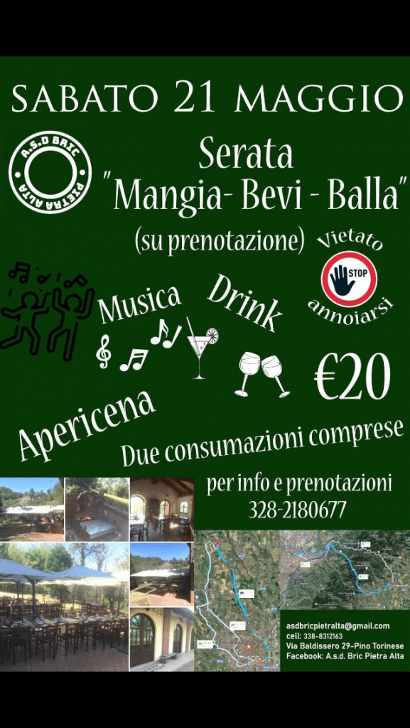 ASD Bric Pietra Alta – serata “Mangia-Bevi-Balla!!!”