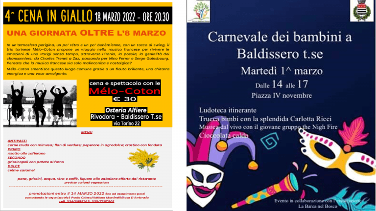 Un marzo ricco di eventi a Baldissero !!